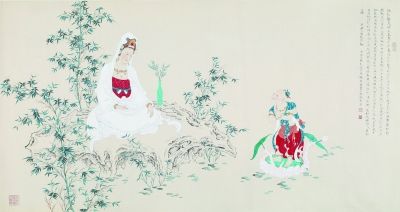 善財童子拜觀音圖 93×185厘米 2013年 李巍松